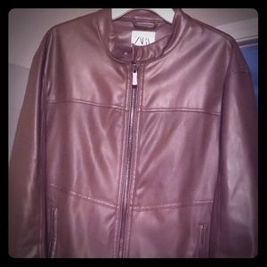 Faux leather brown jacket